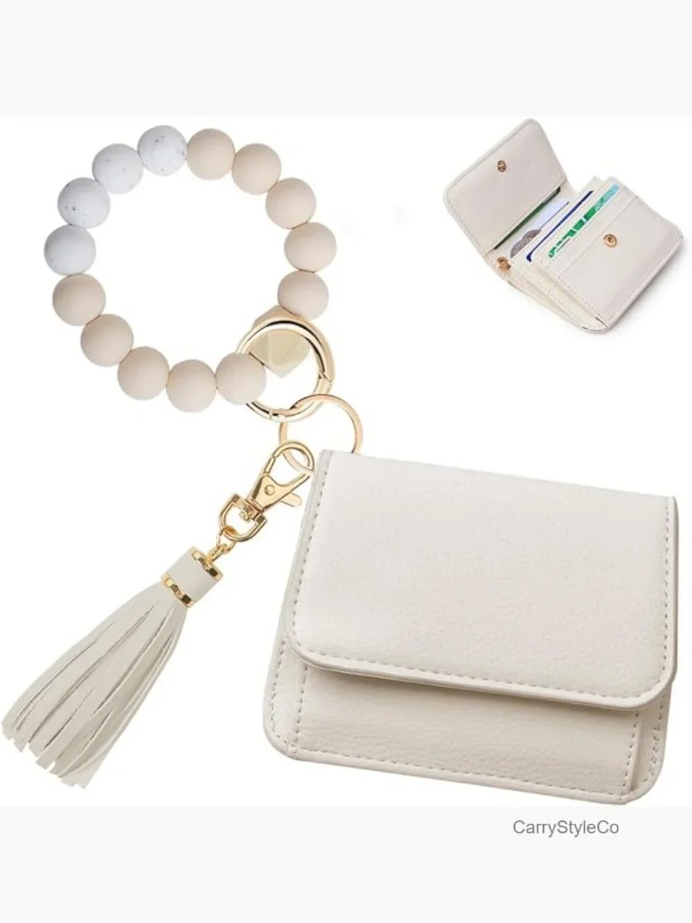 RFID Keychain Wallet Wristlet for Women Small Trifold with Coin Pocket
